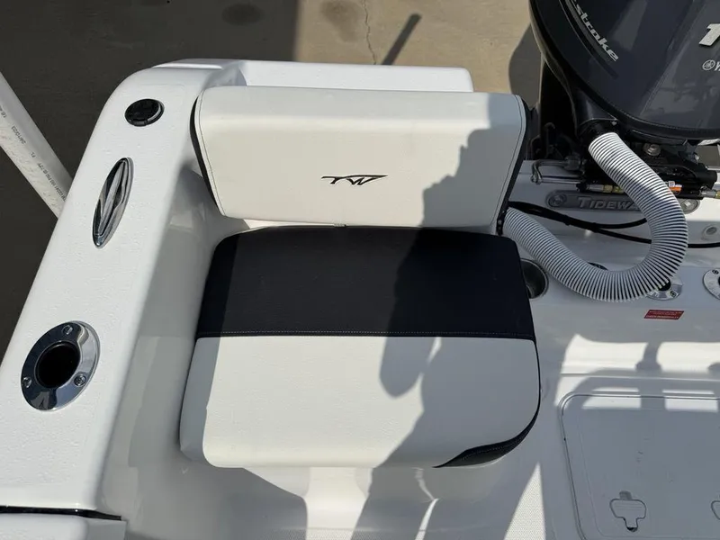 Slide: The Image of 2026 Tidewater 180 CC Adventure boat seat and engine detail. - 24