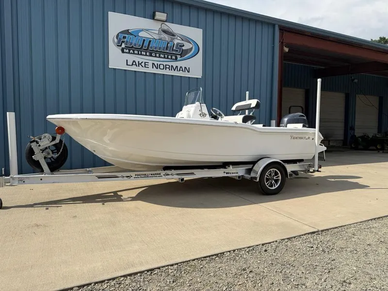 Slide: The Image of 2026 Tidewater 180 CC Adventure boat on trailer at Foothills Marine Center. - 5