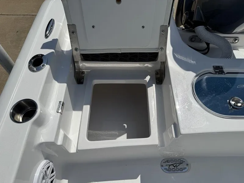 Slide: The Image of Open storage compartment on 2026 Tidewater 2110 BM boat deck. - 30