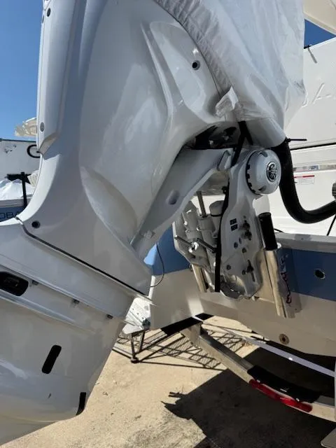 Slide: The Image of 2025 Robalo 246 Cayman boat engine detail, showcasing modern design and engineering. - 8