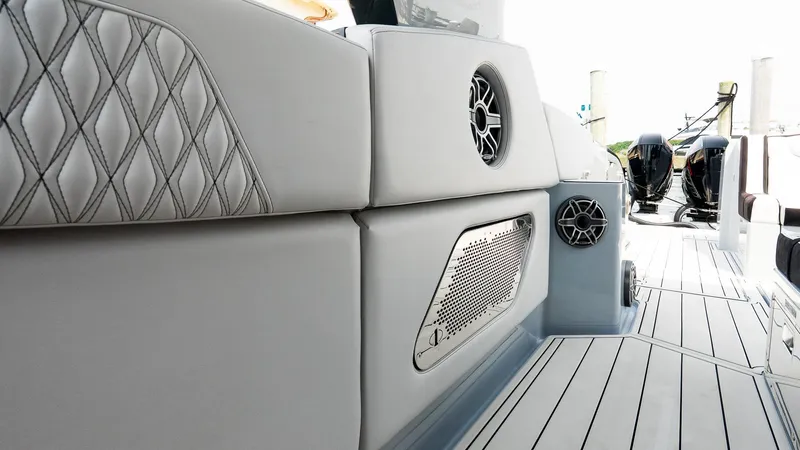Slide: The Image of Luxurious interior of 2025 Cigarette 52 Thunder boat with sleek seating and modern design. - 24
