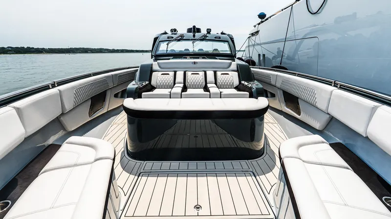 Slide: The Image of Luxurious 2025 Cigarette 52 Thunder boat interior with sleek seating and modern design. - 33