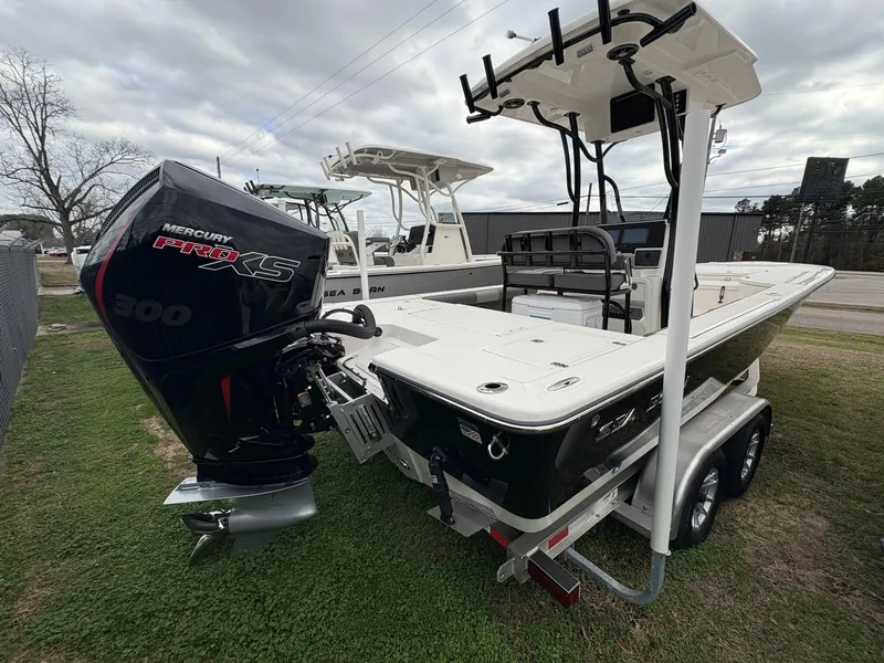 Slide: The Image of 2024 Sea Born FX FX24 boat with Mercury Pro XS 300 engine on trailer. - 3
