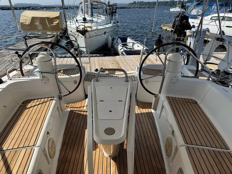 Slide: The Image of Cockpit view of 2008 Jeanneau Sun Odyssey 42 I sailboat docked at marina. - 7