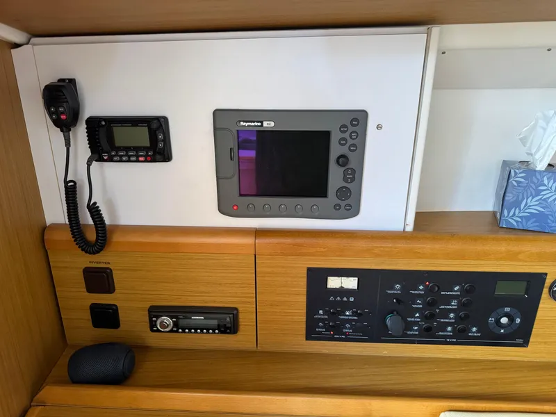 Slide: The Image of Control panel of a 2008 Jeanneau Sun Odyssey 42 I sailboat with navigation equipment. - 26