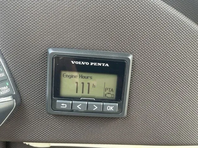 Slide: The Image of Volvo Penta engine hour meter displaying 111 hours on a 2019 Cobalt R5 boat. - 30