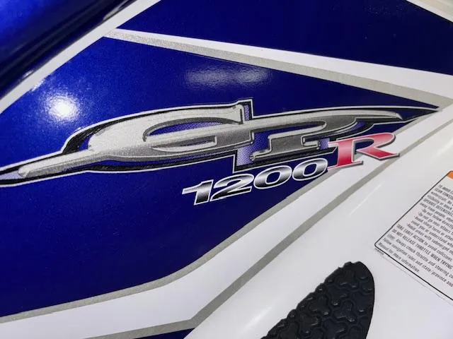 Slide: The Image of 2001 Yamaha WaveRunner GP1200R logo on blue and white body. - 10