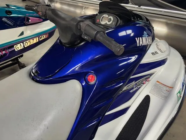 Slide: The Image of 2001 Yamaha WaveRunner GP1200R, blue and white jet ski, close-up view. - 9