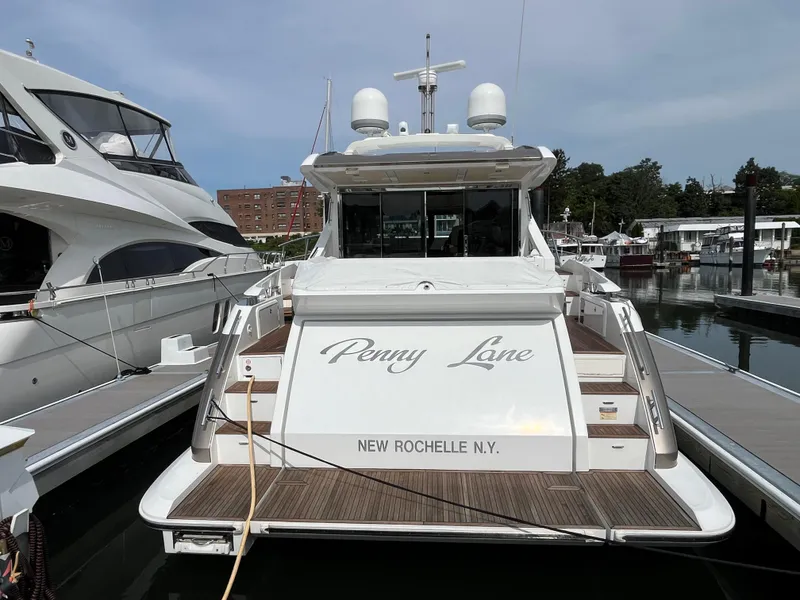 Slide: The Image of Azimut 55S 2014 yacht docked, named "Penny Lane," in New Rochelle, NY marina. - 3