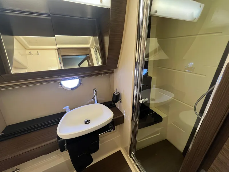Slide: The Image of Luxurious bathroom in 2014 Azimut 55S yacht with modern sink and shower. - 34