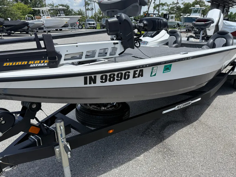 Slide: The Image of 2018 Vexus AVX 1980 boat on trailer, featuring Minn Kota Ultrex motor. - 3