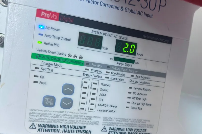 Slide: The Image of ProMar digital charger display showing system DC output levels and various operational indicators. - 41