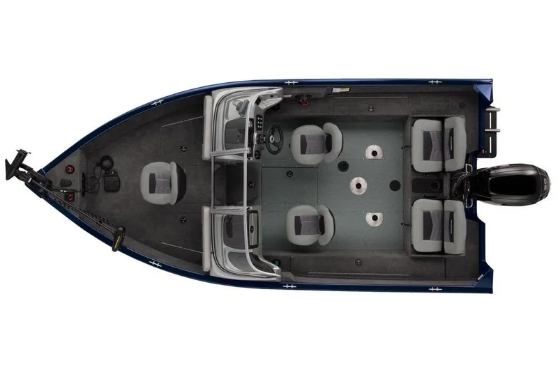 Slide: The Image of 2019 Tracker Pro Guide V-175 Combo boat, top view, showcasing seating and layout. - 29