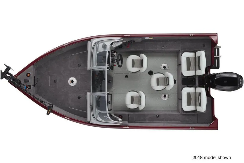 Slide: The Image of Top view of a 2019 Tracker Pro Guide V-175 Combo boat with seating layout. - 30