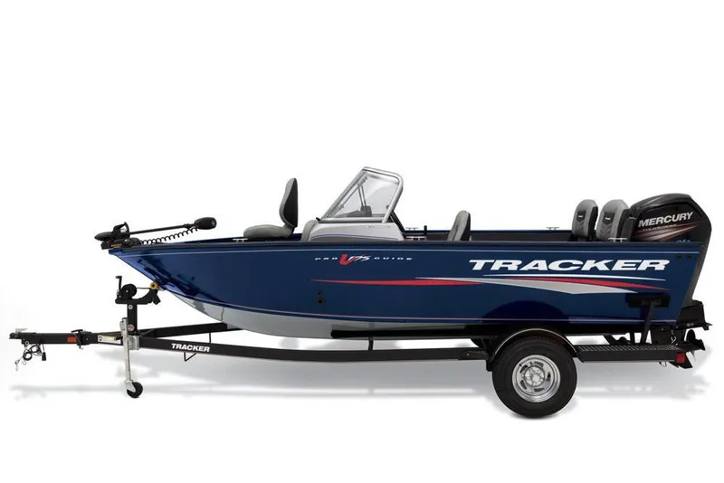 Slide: The Image of 2019 Tracker Pro Guide V-175 Combo boat with trailer, side view. - 31