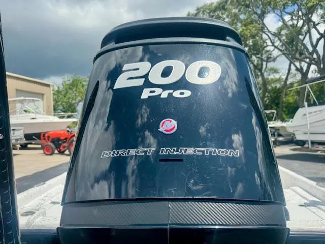 Slide: The Image of Outboard motor on 2017 Blazer Bay 2170 boat, featuring 200 Pro Direct Injection. - 13