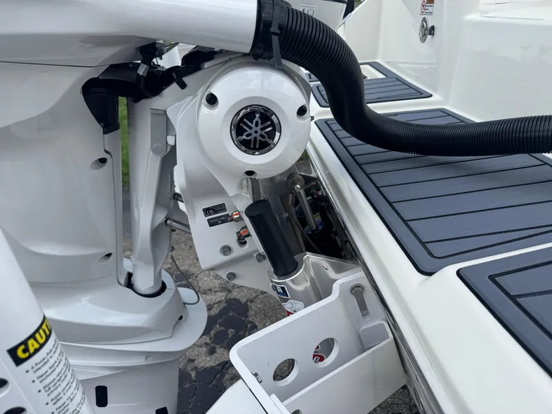 Slide: The Image of 2025 Pathfinder 2400 TRS boat engine detail with Yamaha components. - 4