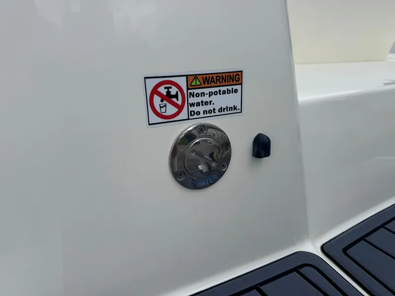 Slide: The Image of Warning label on 2025 Pathfinder 2400 TRS boat for non-potable water. - 6
