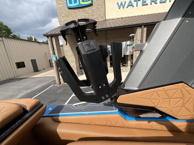 Slide: The Image of 2021 Nautique Super Air Nautique G23 Paragon boat detail with wakeboard rack. - 16