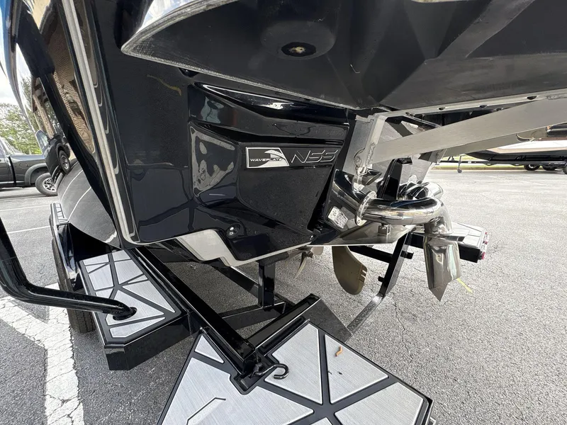 Slide: The Image of 2021 Nautique Super Air Nautique G23 Paragon rear view, showcasing NSS and Waveplate features. - 6