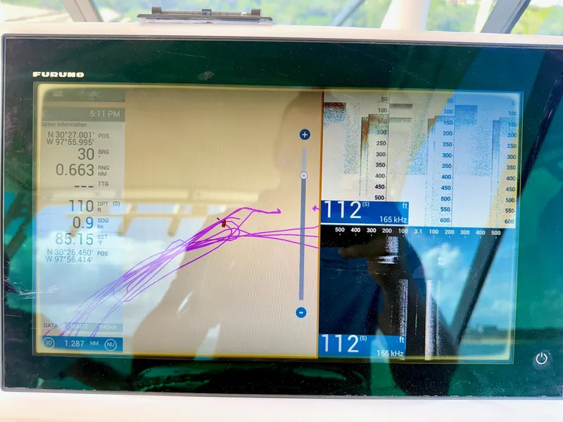 Slide: The Image of Furuno marine navigation display on a 2018 Grady-White Marlin 300 boat. - 9