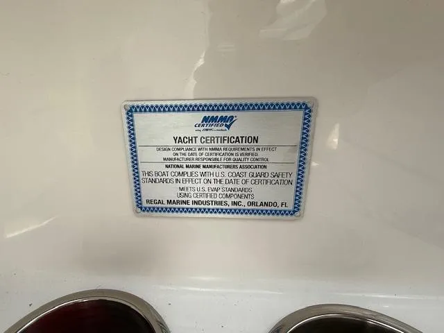 Slide: The Image of Yacht certification plaque for Regal LS6, 2026 model, by Regal Marine Industries, Orlando, FL. - 10