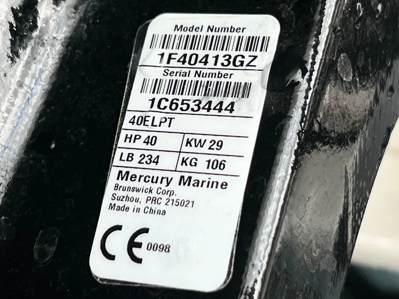 Slide: The Image of Sticker on a 2022 Boston Whaler 130 Super Sport, displaying model and serial numbers. - 15