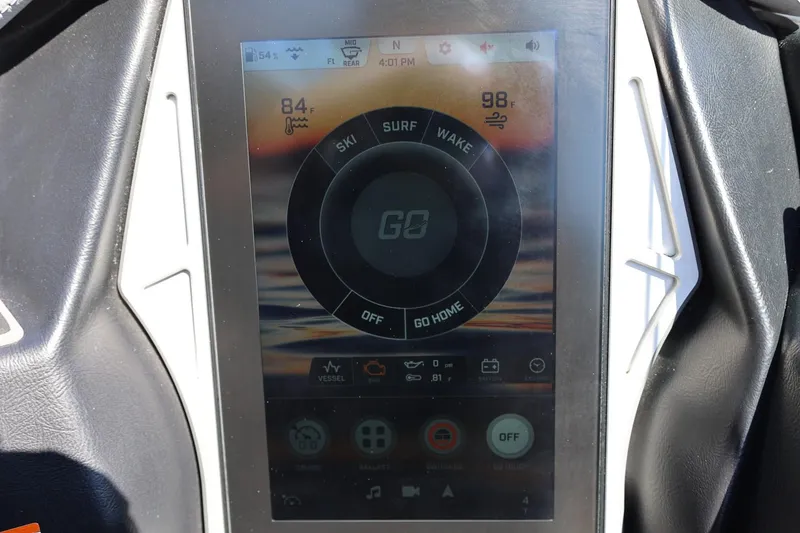 Slide: The Image of Touchscreen display of 2021 Tigé 22RZX boat showing temperature and control settings. - 40