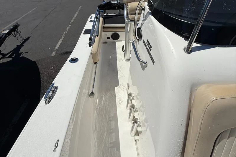 Slide: The Image of 2018 Sea Fox 186 Commander boat interior with seating and console details. - 11