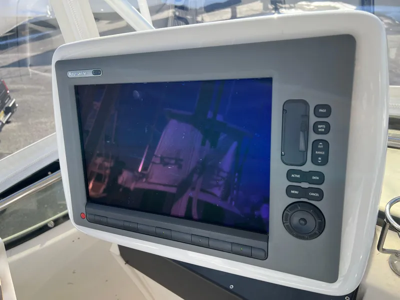 Slide: The Image of Raymarine navigation display on 1992 Blackfin 29 Flybridge boat, showing marine electronics. - 20