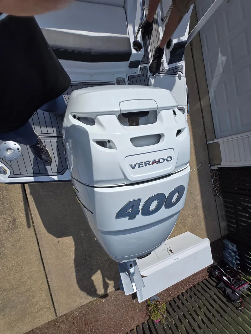 Slide: The Image of 2021 Monterey M-65 boat with a powerful Verado 400 outboard engine. - 7