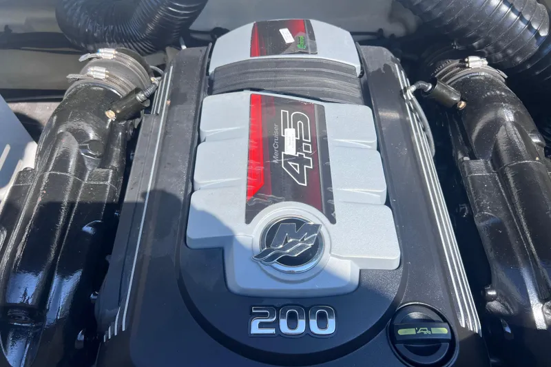 Slide: The Image of Engine of 2020 Sea Ray SPX 210 boat, featuring a 4.5L 200 horsepower motor. - 5