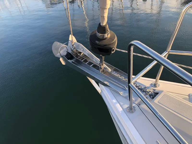 Slide: The Image of Bow of 2019 Catalina 425 sailboat with anchor and stainless steel fittings. - 14