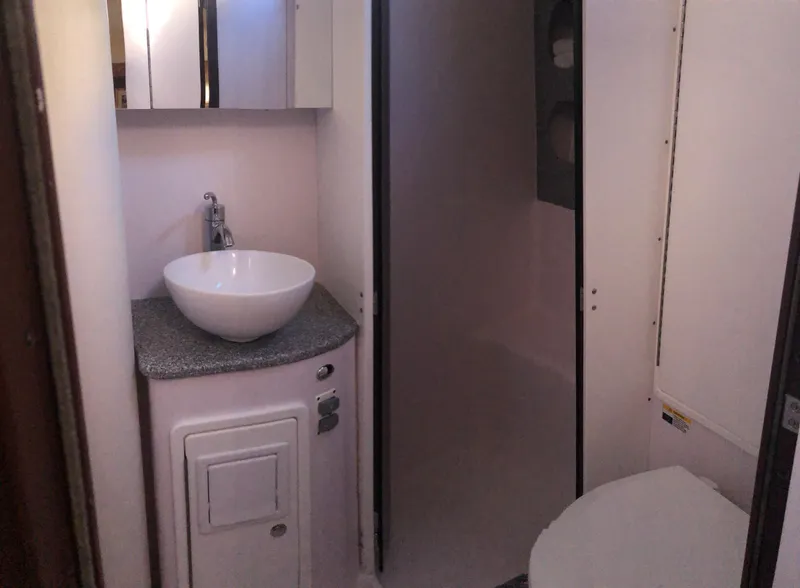 Slide: The Image of Bathroom interior of 2019 Catalina 425 yacht with modern sink and toilet. - 8