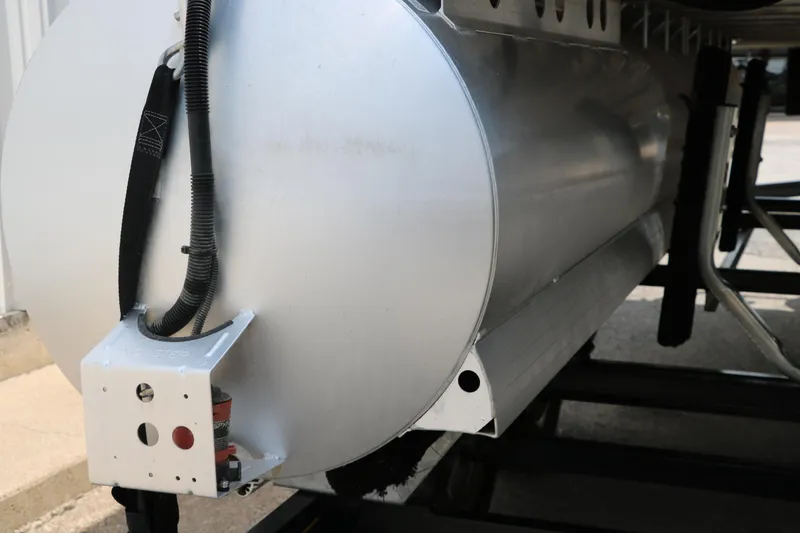 Slide: The Image of Close-up of a 2019 Berkshire 20RFC CTS pontoon tube with attached wiring. - 12