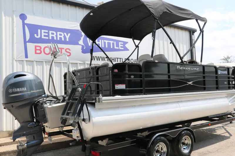 Slide: The Image of 2019 Berkshire 20RFC CTS pontoon boat with Yamaha engine at Jerry Whittle Boats dealership. - 2