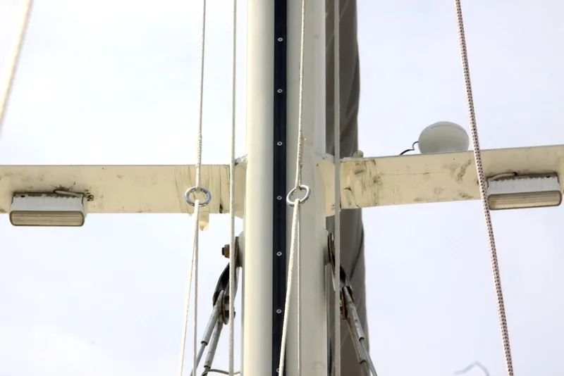 Slide: The Image of Mast and rigging of 2004 Pacific Seacraft Crealock 40 sailboat, viewed from below. - 12