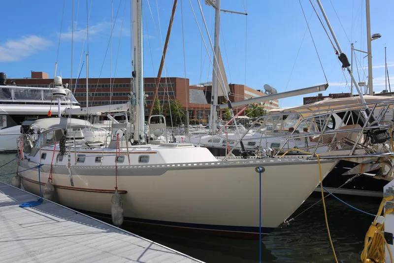Slide: The Image of Sailboat docked at marina, Pacific Seacraft Crealock 40, 2004 model, sunny day. - 5