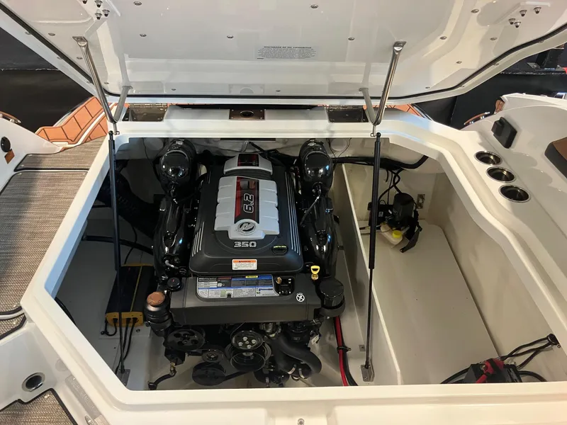 Slide: The Image of 2025 Cobalt R6 boat engine compartment with 6.2L 350 horsepower engine. - 9