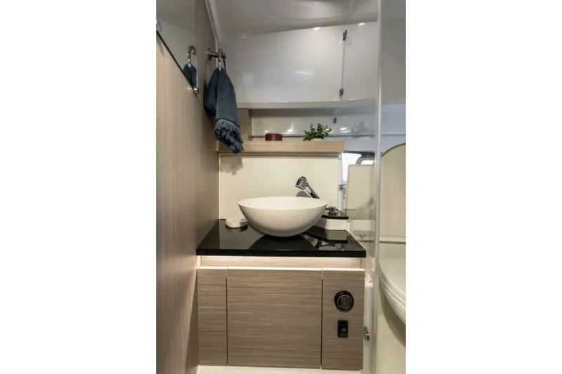 Slide: The Image of Modern bathroom interior of 2025 Jeanneau Leader 9.0 WA Series 2 yacht. - 10