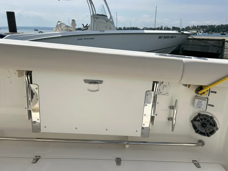 Slide: The Image of 2025 Boston Whaler 360 Outrage boat interior, featuring sleek design and modern equipment. - 30