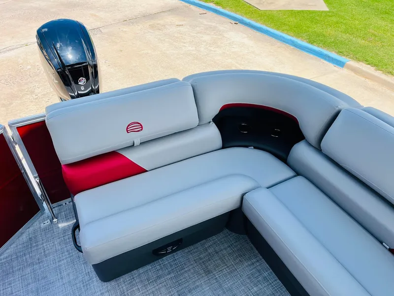 Slide: The Image of 2026 Sun Tracker Party Barge 20 DLX with sleek seating and modern design. - 35