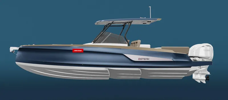 Slide: The Image of 2026 STERK 31 WB Super Sport boat with sleek design and powerful engine. - 21