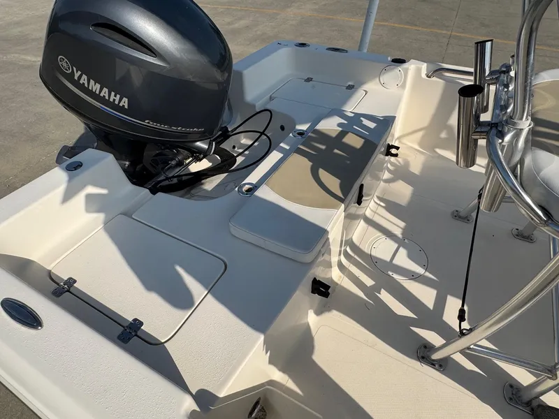 Slide: The Image of 2019 Bulls Bay 2000 boat with Yamaha engine, featuring a clean deck layout. - 15