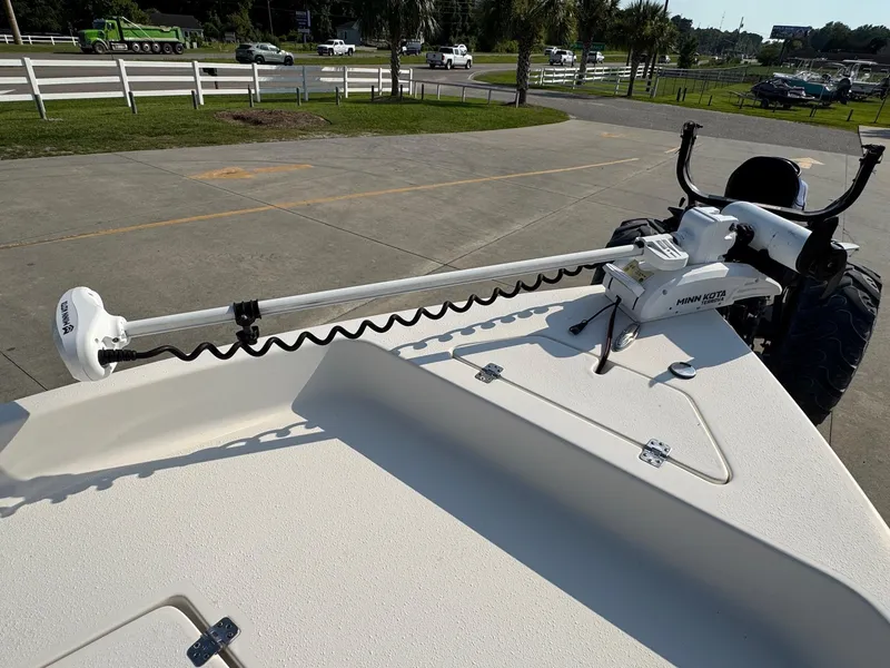 Slide: The Image of 2019 Bulls Bay 2000 boat with Minn Kota trolling motor on deck. - 21