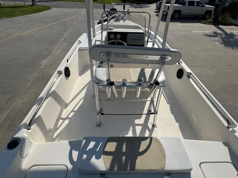 Slide: The Image of 2019 Bulls Bay 2000 boat interior with seating and Garmin navigation system. - 7