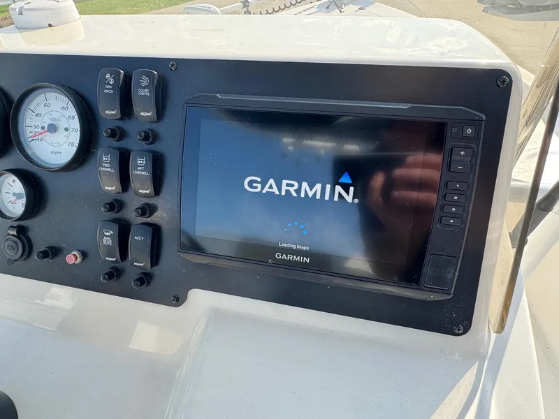 Slide: The Image of Control panel of a 2019 Bulls Bay 2000 boat with Garmin GPS display. - 9