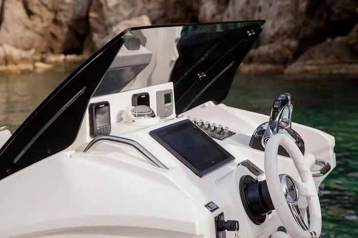 Slide: The Image of Control panel of 2025 Zar Formenti 85 SL boat with modern navigation equipment. - 15