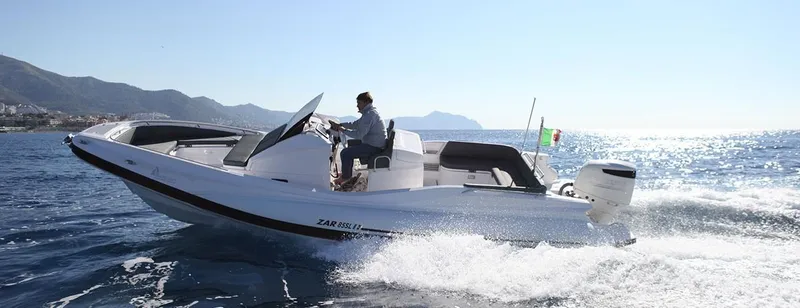 Slide: The Image of 2025 Zar Formenti 85 SL boat cruising on the ocean. - 4