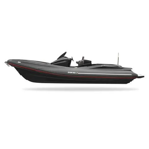 Slide: The Image of 2025 Zar Formenti 85 SL boat, side view, sleek black design. - 9